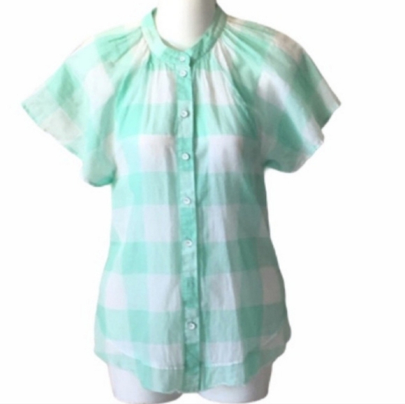 Anthropologie Maeve Gingham Flutter Top - Picture 3 of 7